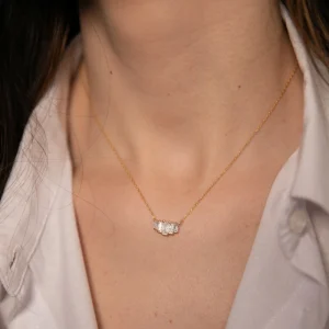 Gemma Silver Necklace With Baguette Cut Cubic Zirconia